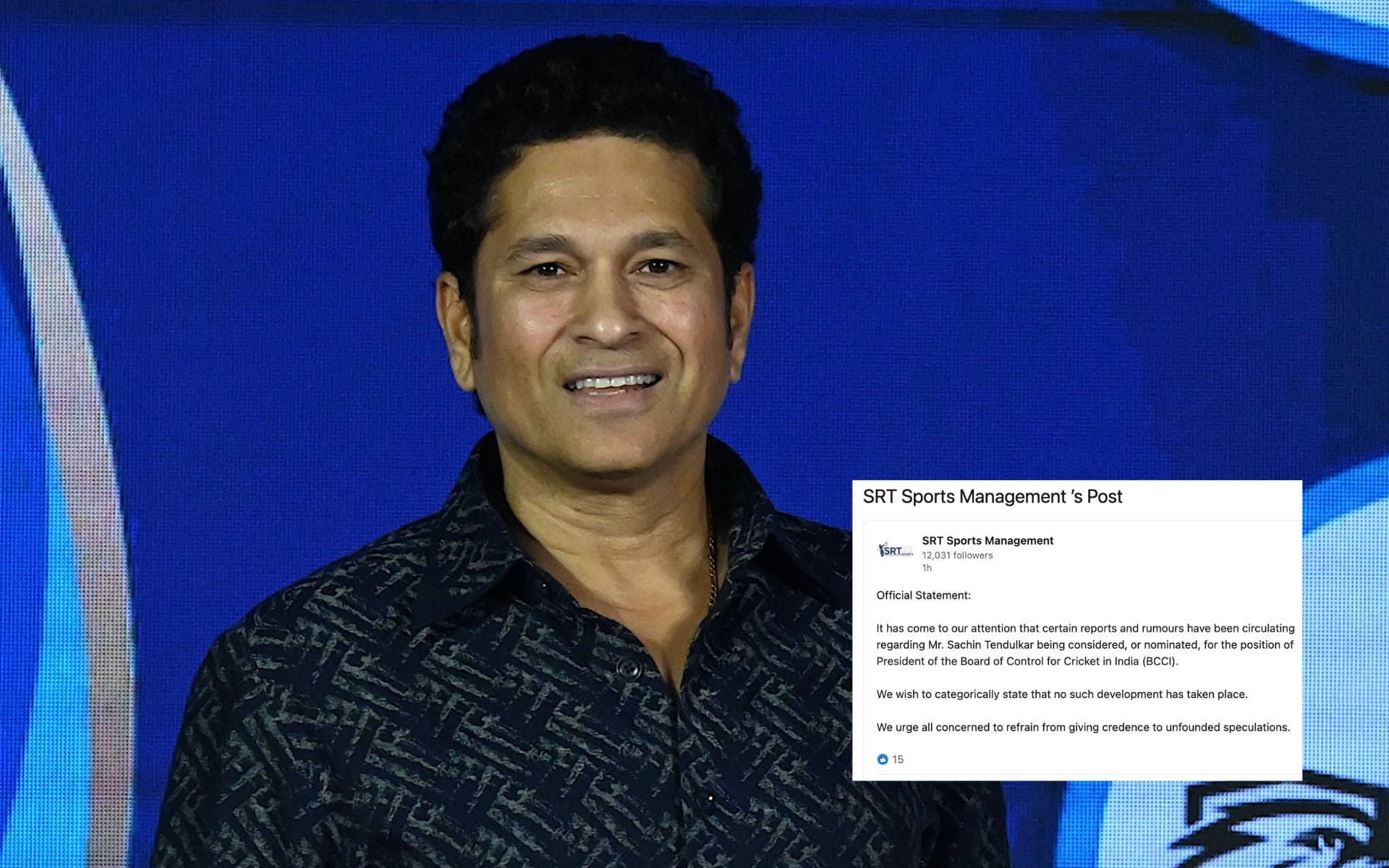 Sachin Tendulkar Puts Rumour Mill To Rest; Denies Contesting For BCCI President Role